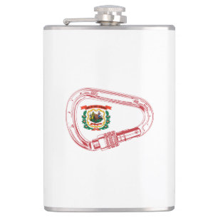 West Virginia Flag Klettersteig Carabiner Flachmann