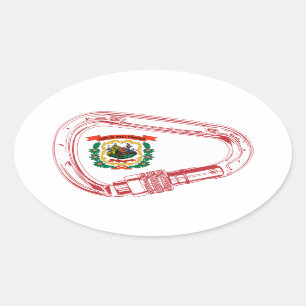 West Virginia Flag Klettersteig Carabiner Ovaler Aufkleber