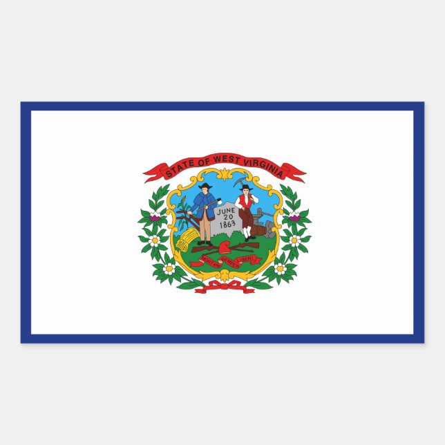 West Virginia Flag Rechteckiger Aufkleber (Vorderseite)