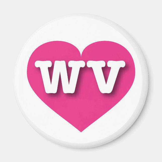 West Virginia Hot Pink Heart - I Liebe WV Magnet (Vorne)
