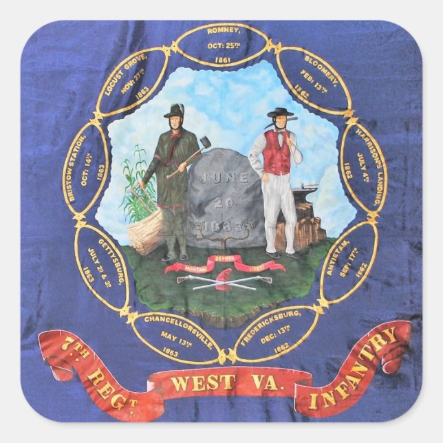West Virginia Infantry Quadratischer Aufkleber (Vorderseite)