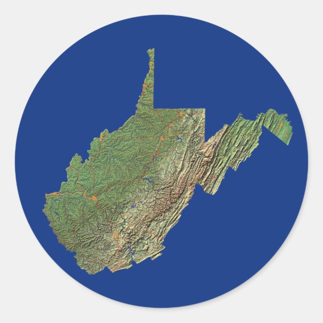 West Virginia Karte Aufkleber (Vorderseite)