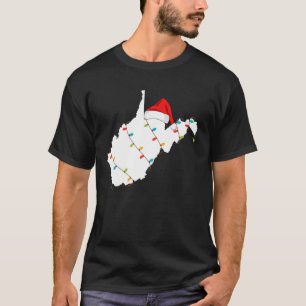 West Virginia Karte Weihnachten mit Weihnachtsmann T-Shirt