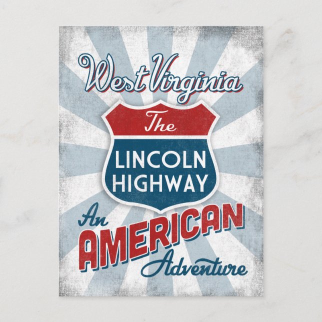 West Virginia Lincoln Highway Vintag America Postkarte (Vorderseite)