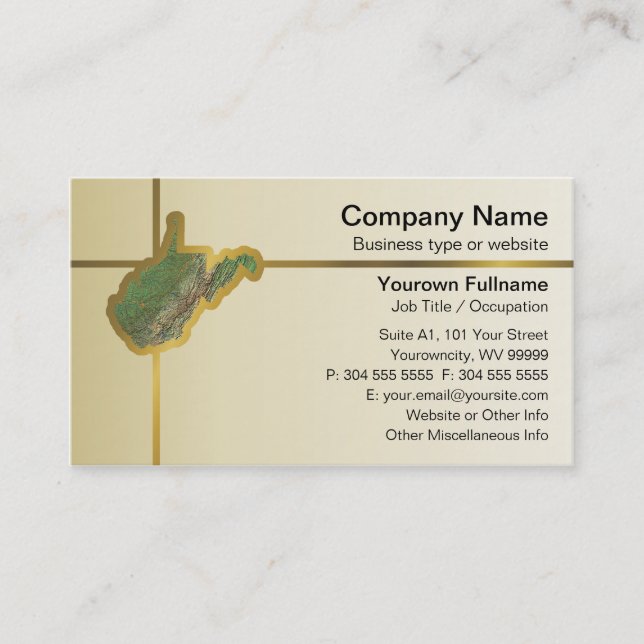 West Virginia Map Business Card Visitenkarte (Vorderseite)