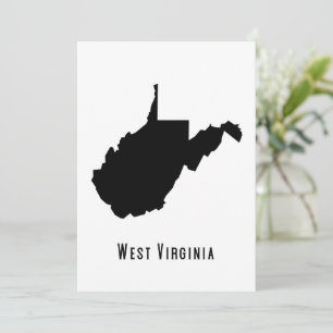 West Virginia Map - Schwarz und Weiß Moderne Einladung