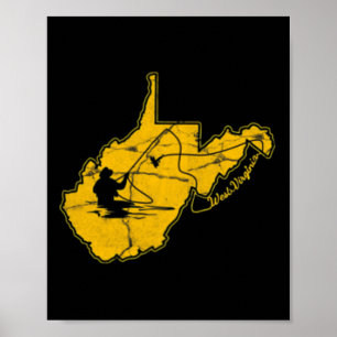 West Virginia Mountain Gold and Blue Fly Fishing F Poster