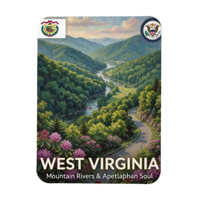 West Virginia Mountain State Erbe 🏔️ Magnet (Vertikal)