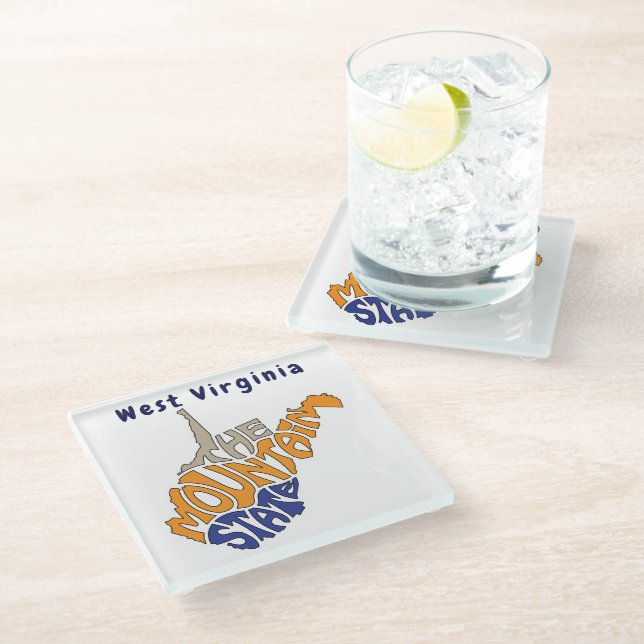 West Virginia Nickname Word Art Glasuntersetzer (Schrägansicht)