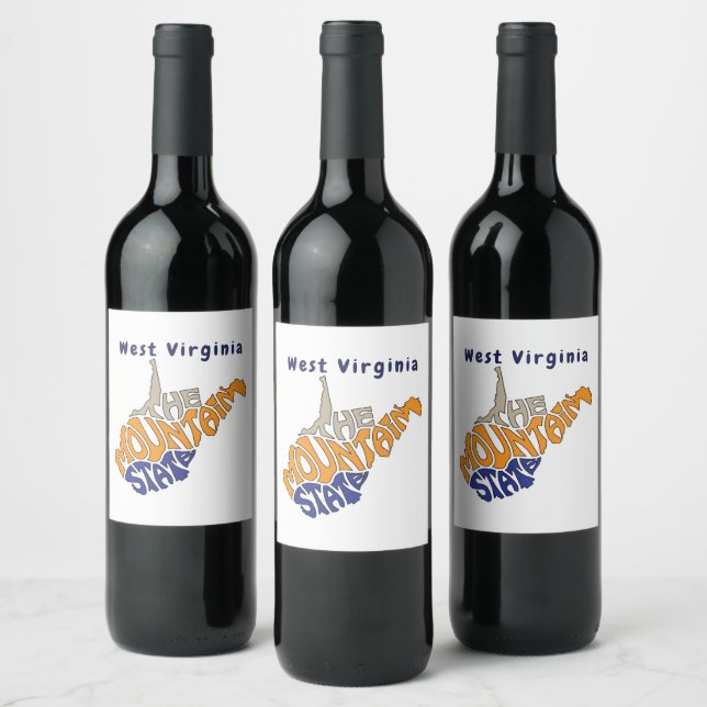 West Virginia Nickname Word Art Weinetikett (Flaschen)