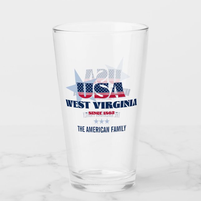 West Virginia Patriotic Pride Personalisiert Glas (Vorderseite)