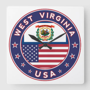 West Virginia Quadratische Wanduhr