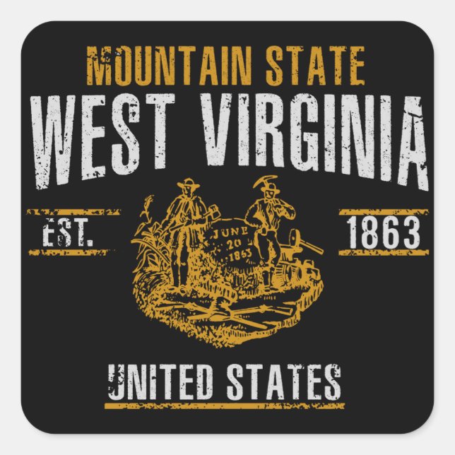 West Virginia Quadratischer Aufkleber (Vorderseite)