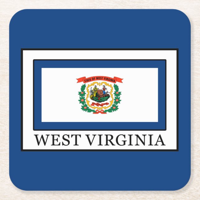 West Virginia Rechteckiger Pappuntersetzer (Vorderseite)