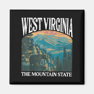West Virginia Retro Bear Mountain Graphic Magnet