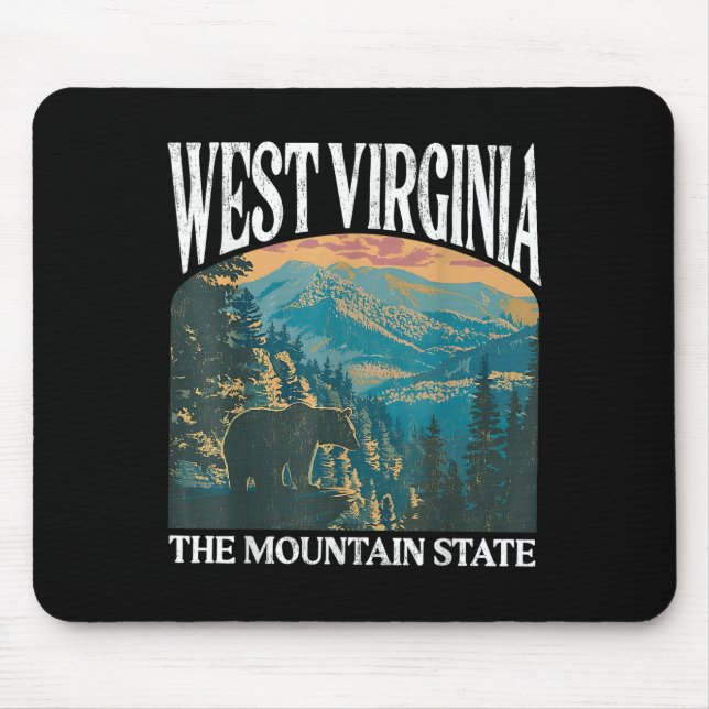 West Virginia Retro Bear Mountain Graphic Mousepad (Vorne)