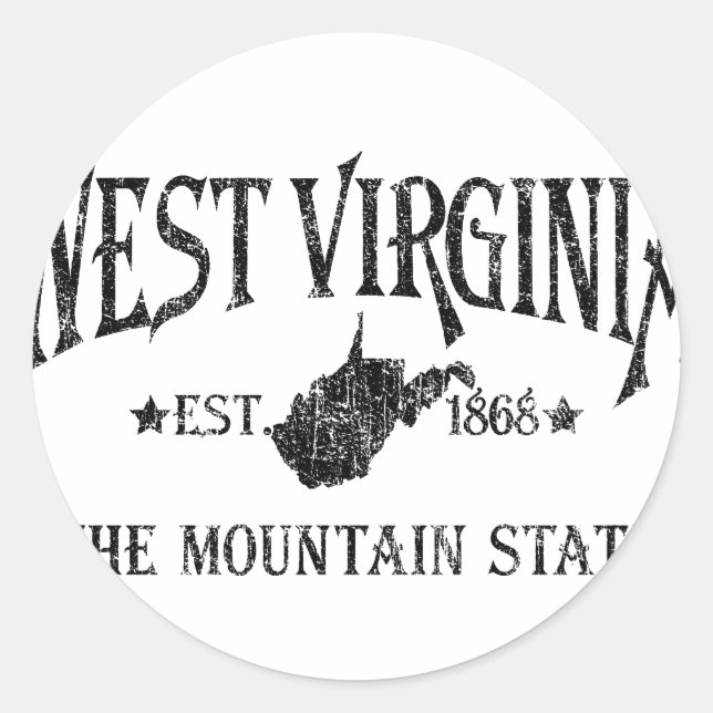 West Virginia Runder Aufkleber (Vorderseite)