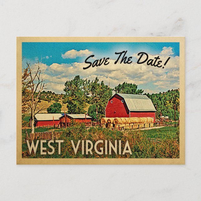 West Virginia Save the Date Farm Barn Rustikal Ankündigungspostkarte (Vorderseite)