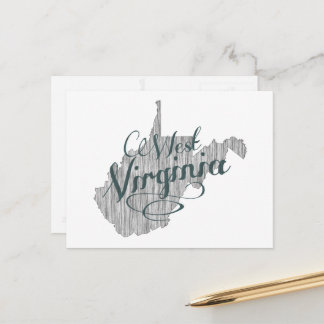 West Virginia Shaped Vintag Grey Typografy Name Postkarte