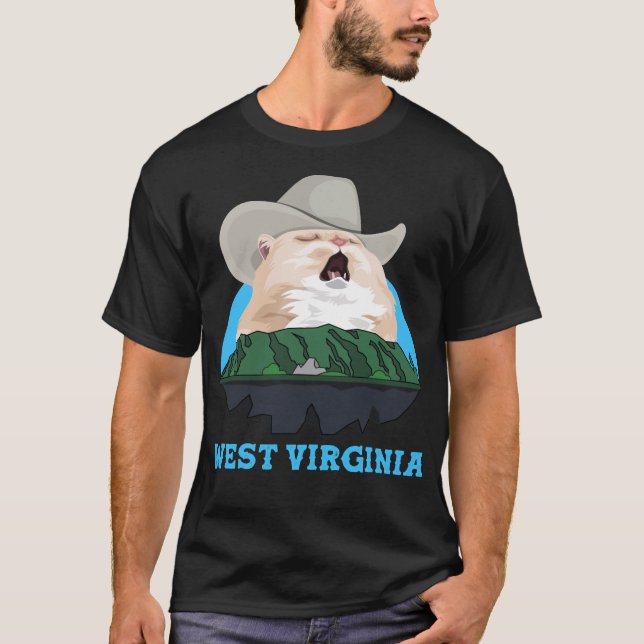 WEST VIRGINIA Singing Cowboy Cat Meme T-Shirt (Vorderseite)