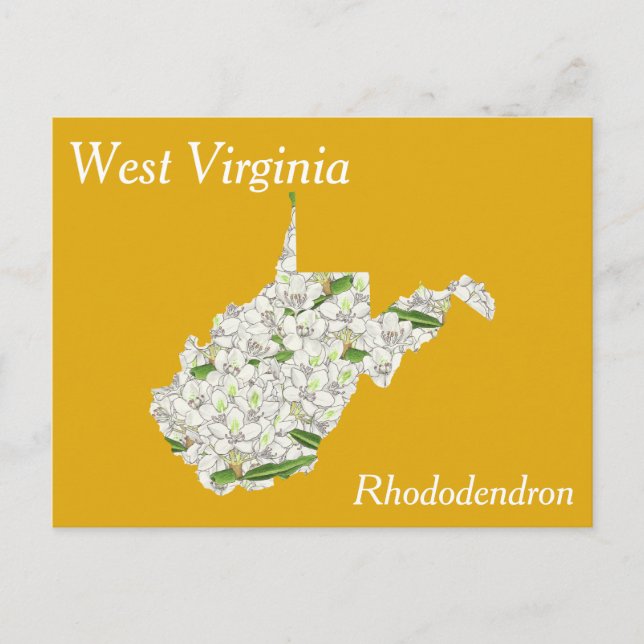 West Virginia Staat Blume Collage Map Postkarte (Vorderseite)