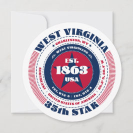 West Virginia Staat Circular Typografy Flat Card