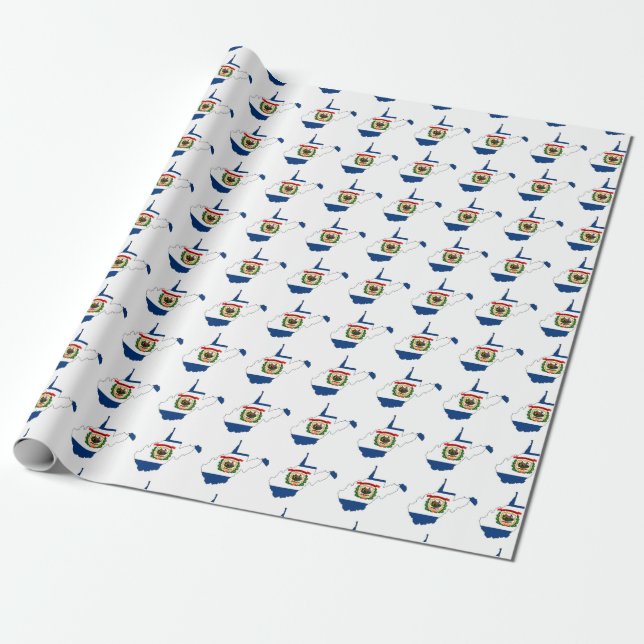 West Virginia Staat Kontur Karte und Flagge Geschenkpapier (Ungerollt)