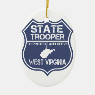 West Virginia State Trooper Protect And Serve Keramik Ornament