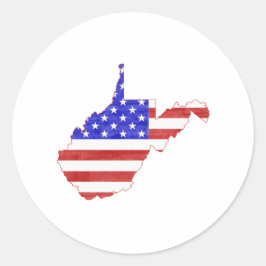 West Virginia USA Flaggen Silhouette Staat Karte Runder Aufkleber