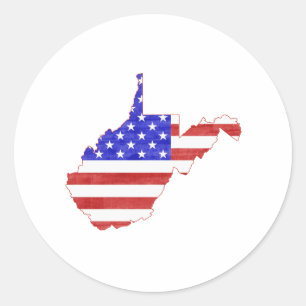 West Virginia USA Flaggen Silhouette Staat Karte Runder Aufkleber