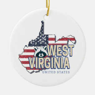 West Virginia Vereinigte Staaten Retro-Karte Vinta Keramik Ornament