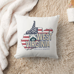 West Virginia Vereinigte Staaten Retro-Karte Vinta Kissen