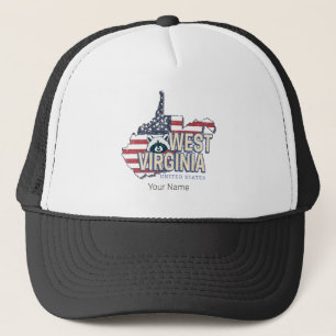 West Virginia Vereinigte Staaten Retro-Karte Vinta Truckerkappe