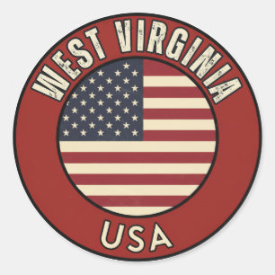West Virginia  Vereinigte Staaten von Amerika  Runder Aufkleber