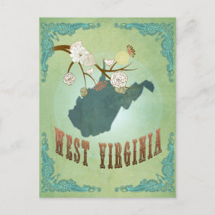 West Virginia Vintage-Staatskarte – Grün Postkarte