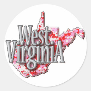 West Virginia voll der Herz-Aufkleber Runder Aufkleber