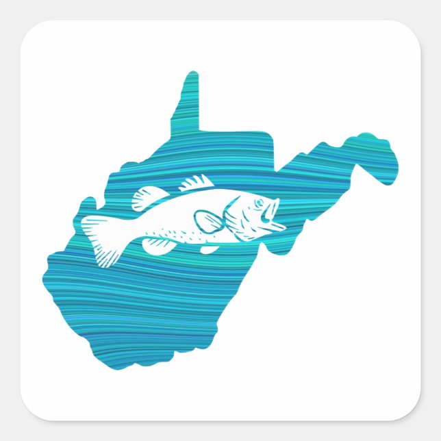 West Virginia Wave Fishing Quadratischer Aufkleber (Vorderseite)