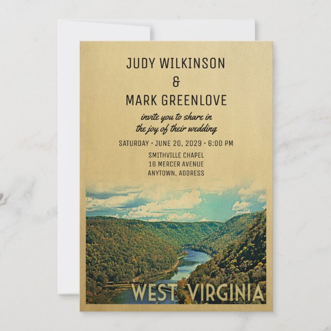 West Virginia Wedding Invitation Nature River Einladung (Vorderseite)