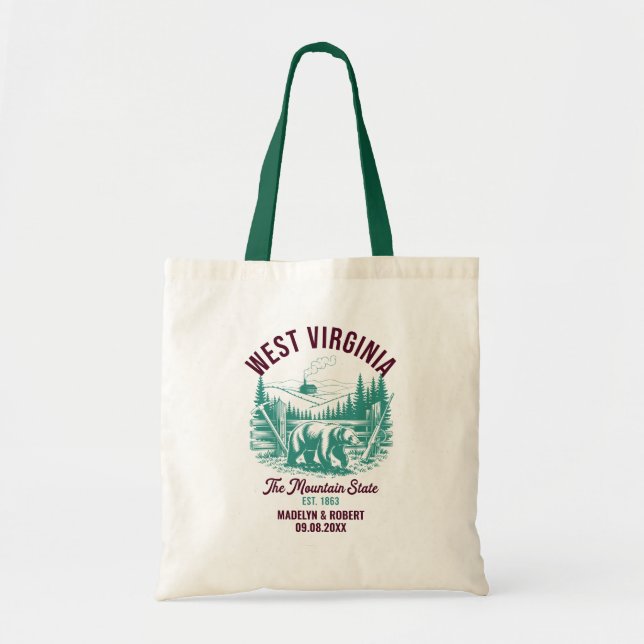 West Virginia Wedding Welcome Bag, Staat Liebe Tragetasche (Vorne)
