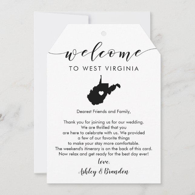 West Virginia Wedding Welcome Tag, Tour (Vorderseite)