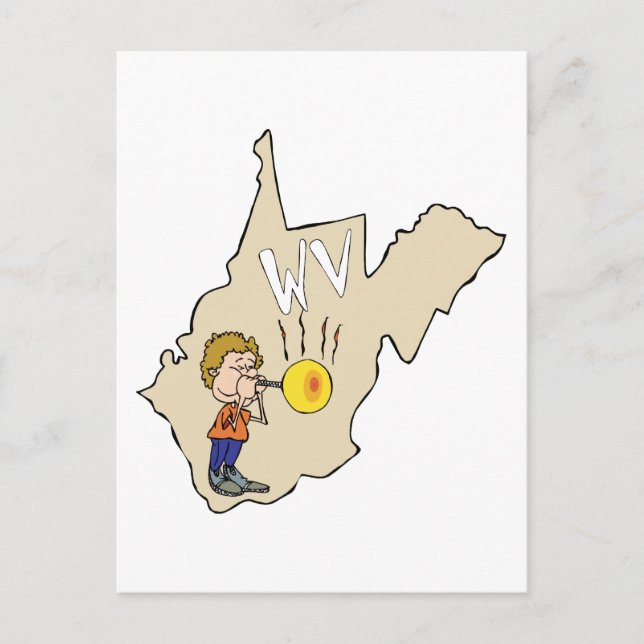 West Virginia WV Karte mit Glasbläschen Cartoon (Vorderseite)