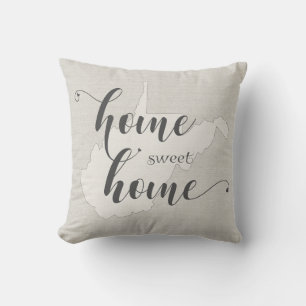 West Virginia - Zuhause Sweet Zuhause burlap look Kissen