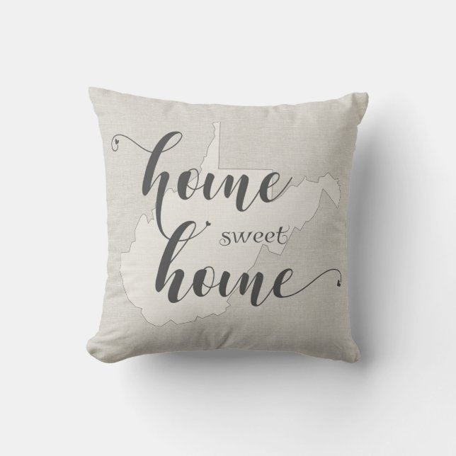 West Virginia - Zuhause Sweet Zuhause burlap look Kissen (Vorderseite)