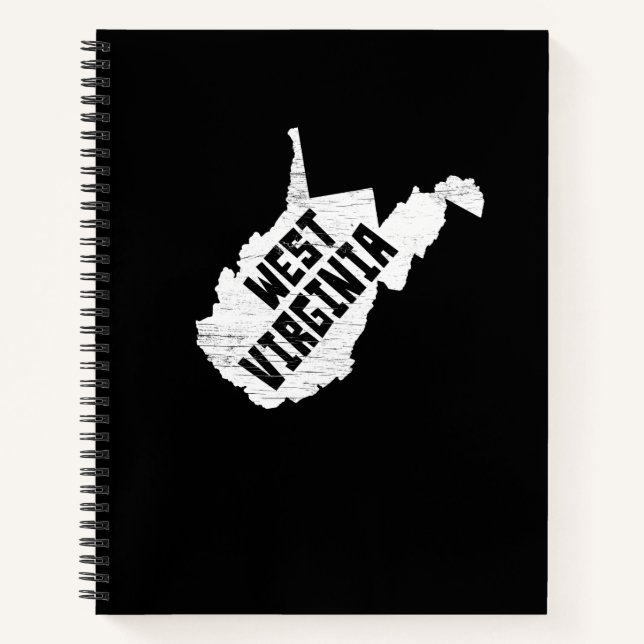 West Virginia Zuhause Vintag White Map Notizbuch (Vorderseite)