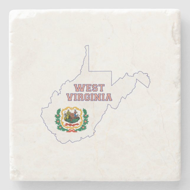 West- VirginiaStaats-Flagge und Karte Steinuntersetzer (Vorderseite)