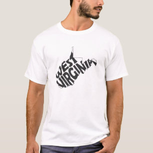 West- VirginiaStaats-Namen-Wort-Kunst-Schwarzes T-Shirt