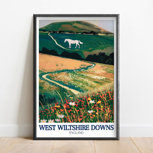 West Wiltshire Downs Druck - Westbury White Horse Poster