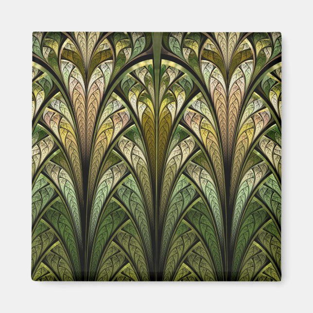 West Wind Green Abstrakt verkettetes Glas Magnet (Vorne)