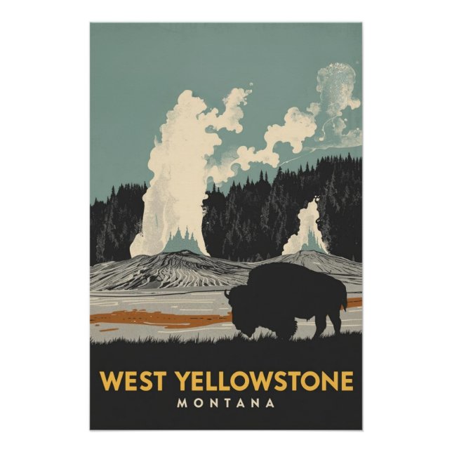 West Yellowstone Montana Bison Poster (Vorderseite)