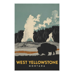 West Yellowstone Montana Bisons Poster